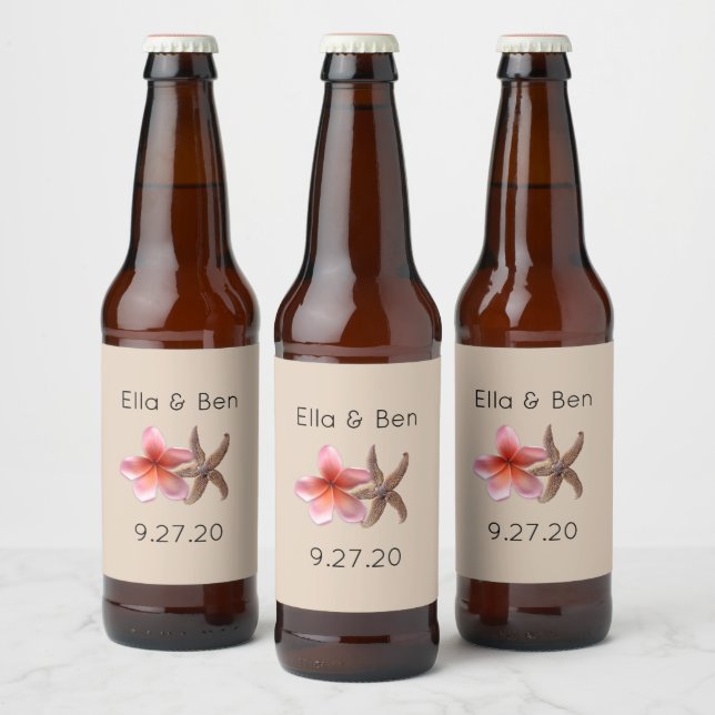 Plumeria Personalisiert Wedding Beer Bottle Labels Bierflaschenetikett (Flaschen)