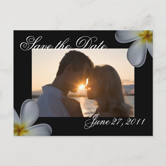 Plumeria Save the Date Postkarte (Vorderseite)