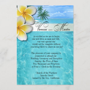 Plumeria Starfish Beach Hawaiian Wedding Einladung