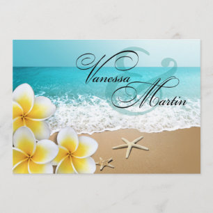 Plumeria Starfish Beach Tropical Wedding Einladung