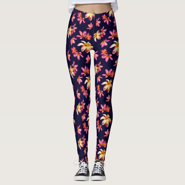 Plumeria Tropical Leggings (Vorderseite)
