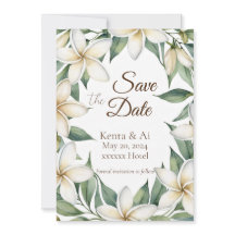 Plumeria Wedding Save the Date Card
