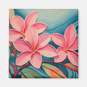 Plumerias in rosa magnet
