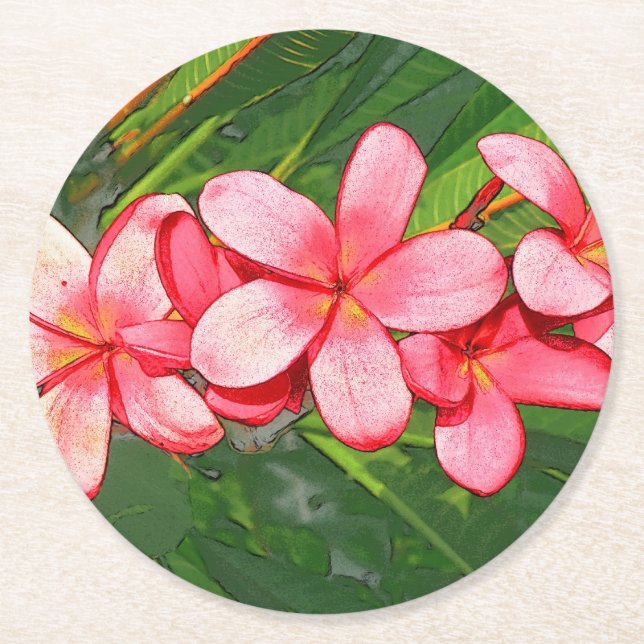 Plumerias Runder Pappuntersetzer (Vorderseite)