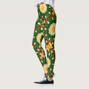 Plumerien-Blumen-Mandala mit tropischer Symmetrie Leggings