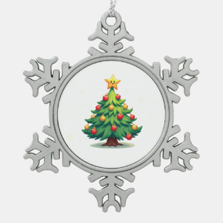 Plump Kawaii Christmas Tree Sparkling Ornaments Schneeflocken Zinn-Ornament