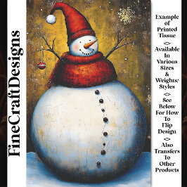 Plump Round Happy Jolly Snowman BA7 Decoupage Seidenpapier