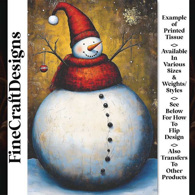 Plump Round Happy Jolly Snowman BA7 Decoupage Seidenpapier (Von Creator hochgeladen)