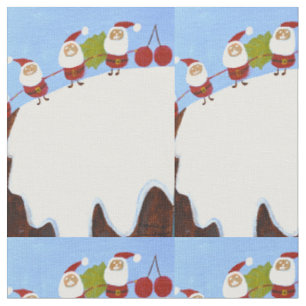 Plumpudding und Weihnachtsmänner Stoff