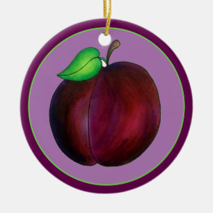 Plums Reif Sommer Lila Plum Frucht Illustration Keramik Ornament