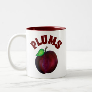 Plums Reif Sommer Lila Plum Frucht Illustration Zweifarbige Tasse