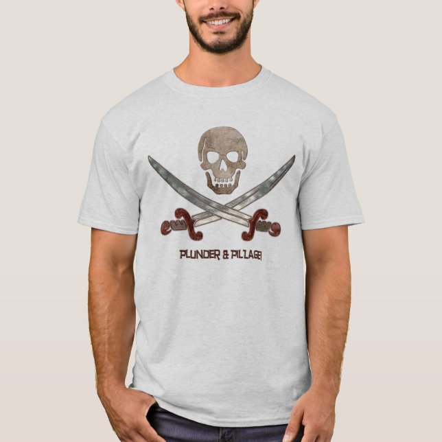 Plunder & Pillage Pirate Calico Jack T-Shirt (Vorderseite)