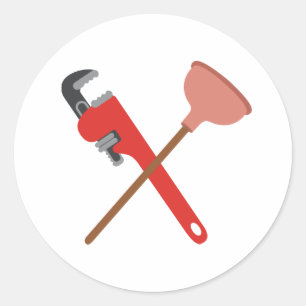 Plunger & Wschlüssel Runder Aufkleber