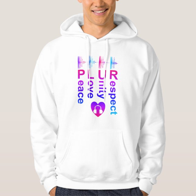 PLUR (Peace Liebe Unity Respect) Hoodie (Vorderseite)