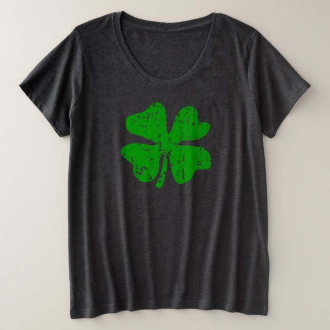 Plus Größe St Patricks Day Shirt mit Kleeblatt Log (Design vorne)