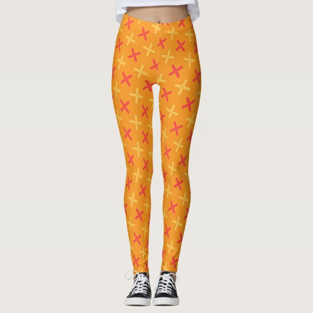 Plus Orange Pink Minimal Muster Leggings (Vorderseite)