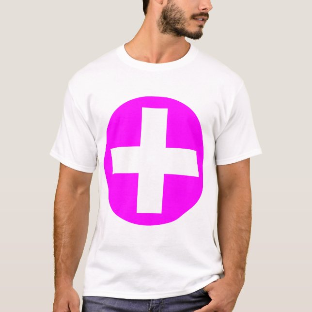 Plus Signieren in Weiß mit Magenta T-Shirt (Vorderseite)