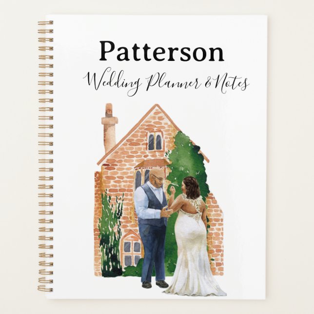 Plus Size Black Couple Wedding Notes Planer (Vorderseite)