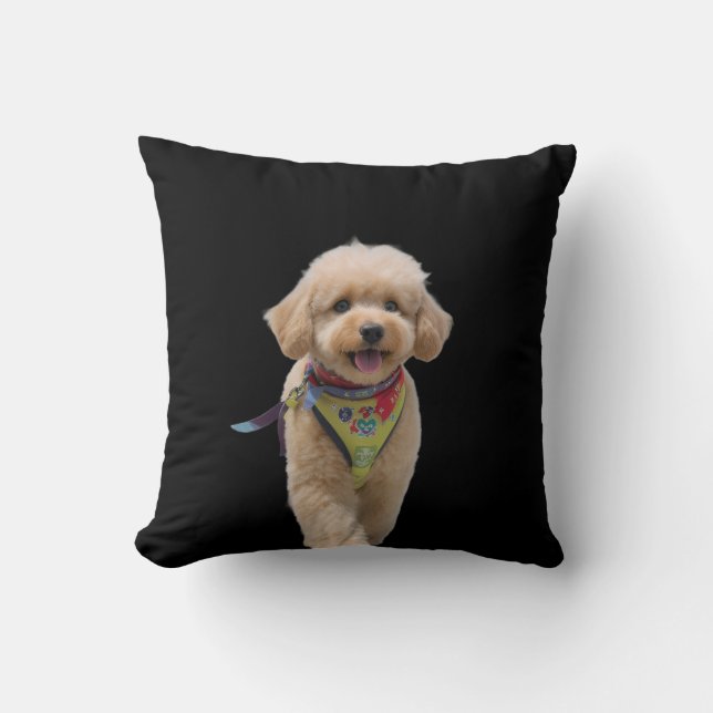 Plüsch-Elfenbeingelber Hund Kissen (Vorderseite)