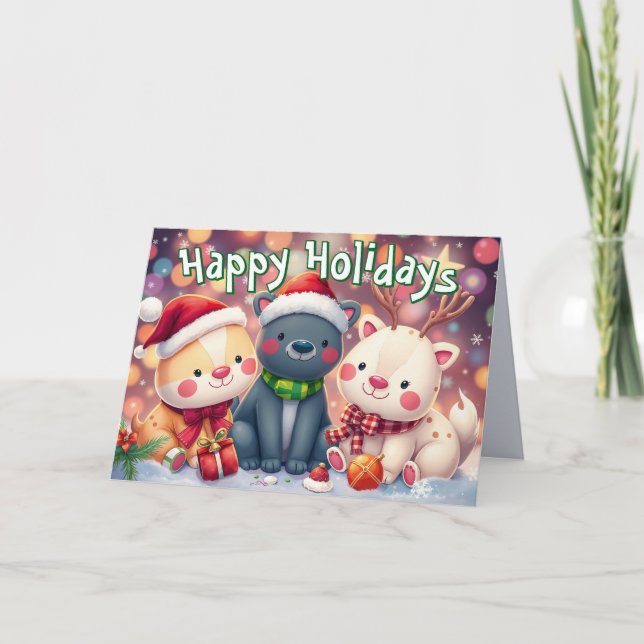 Plüschspielzeug-Weihnachtskarte Feiertagskarte (Vorderseite)