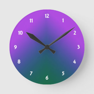 Plush Peacock Ombre Runde Wanduhr