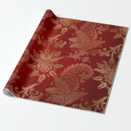 Plush Red und Gold Damask Geschenkpapier