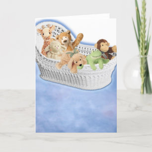 Plush toys in moses basket karte