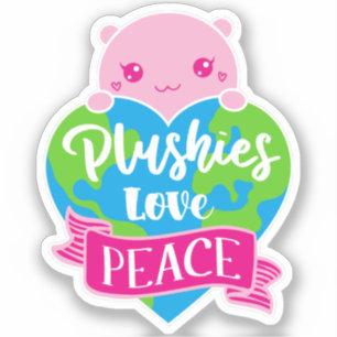 Plushies Liebe Frieden   Niedlich Kawaii Heart Ear Aufkleber