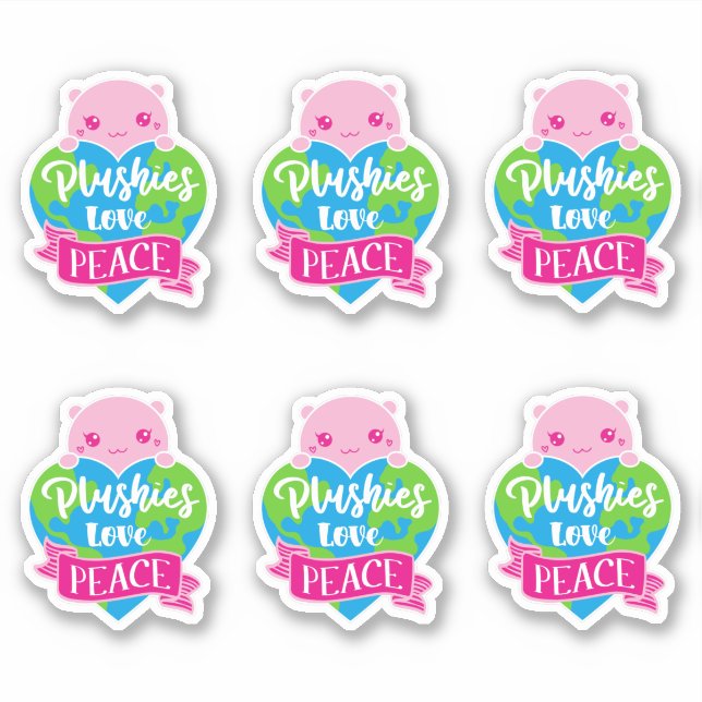 Plushies Liebe Frieden | Niedlich Kawaii Heart Ear Aufkleber (Vorderseite)