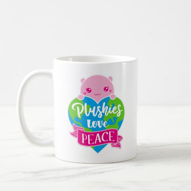Plushies Liebe Frieden | Niedlich Kawaii Heart Ear Kaffeetasse (Links)