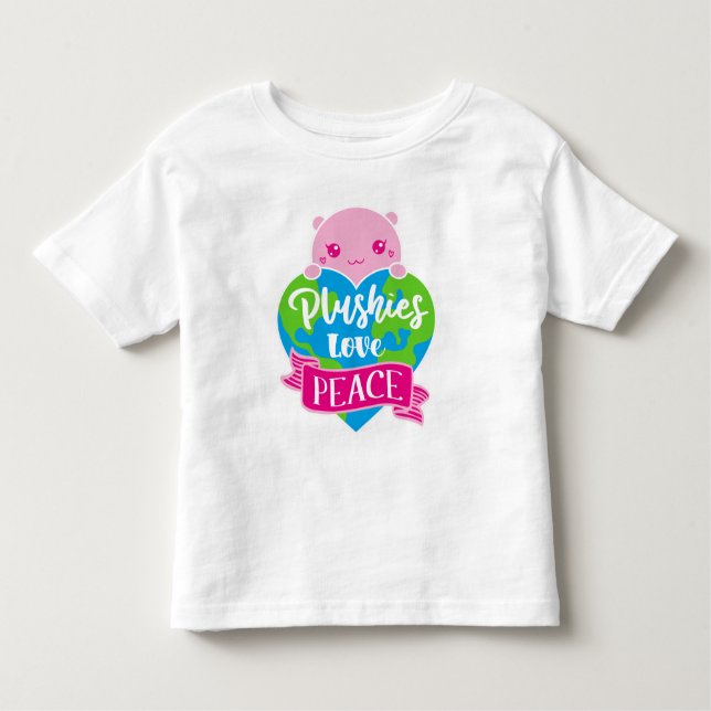Plushies Liebe Frieden | Niedlich Kawaii Heart Ear Kleinkind T-shirt (Vorderseite)