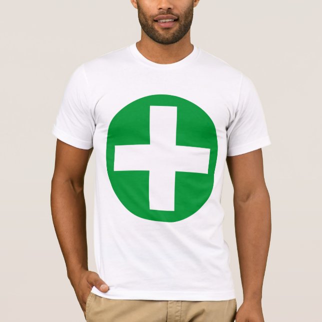 Pluszeichen im Weiß mit Grün T-Shirt (Vorderseite)