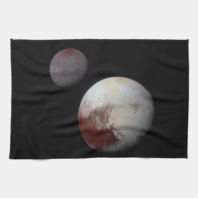 Pluto & Charon 9. oder Zwarf-Planet-Sonnensystem Geschirrtuch (Horizontal)