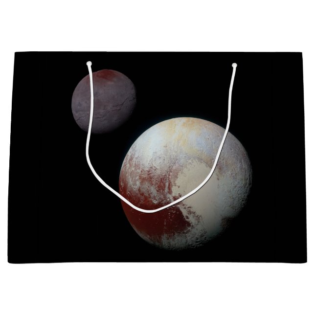 Pluto & Charon 9. oder Zwarf-Planet-Sonnensystem Große Geschenktüte (Vorderseite)