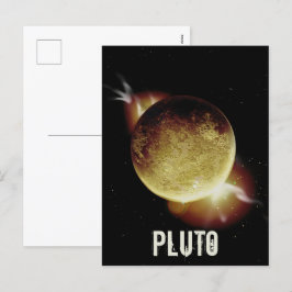 Pluto gelbes Planet 3d-Universum-Darstellung Feiertagspostkarte