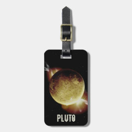 Pluto gelbes Planet 3d-Universum-Darstellung Gepäckanhänger