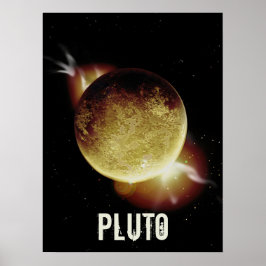 Pluto gelbes Planet 3d-Universum-Darstellung Poster