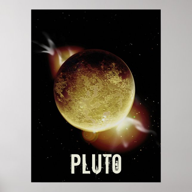 Pluto gelbes Planet 3d-Universum-Darstellung Poster (Vorne)