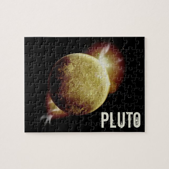 Pluto gelbes Planet 3d-Universum-Darstellung Puzzle (Horizontal)