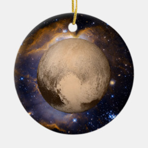 Pluto-Herz-Galaxie-Nebelfleck und Sterne Keramik Ornament