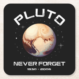 Pluto Never Forget Rechteckiger Pappuntersetzer