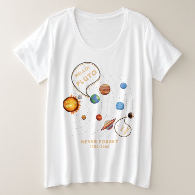 Pluto Plush Planet, vergessen Sie Pluto nie Große Größe T-Shirt (Design vorne)