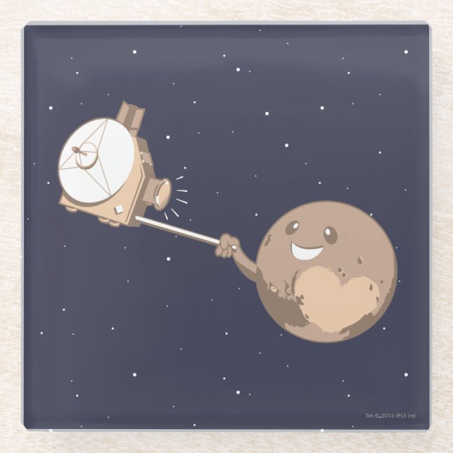 Pluto Selfie Glasuntersetzer (Vorderseite)