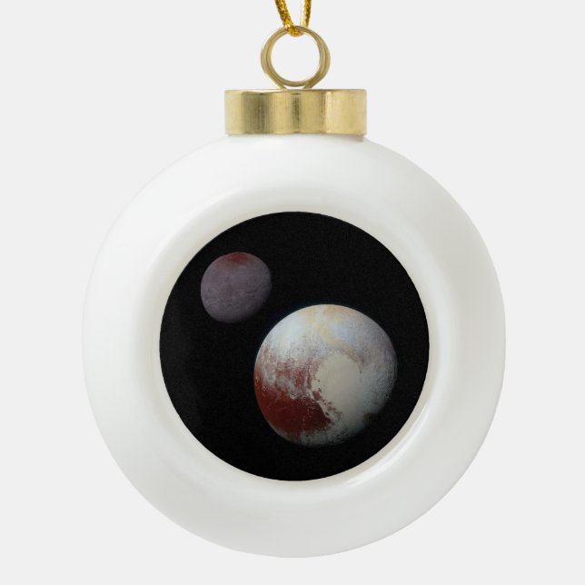 Pluto und Charon 9. oder Zwergplanet Sonnensystem Keramik Kugel-Ornament (Vorderseite)
