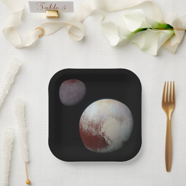 Pluto und Charon 9. Planet oder Zwergplanet Sonnen Pappteller (Hochzeit)
