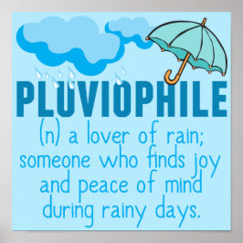 Pluviophile Rain Lover Hübsch Blauer Schirm Poster