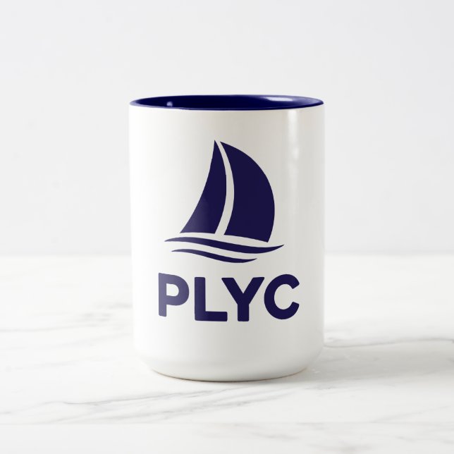 PLYC White Mug with Navy Interior  Zweifarbige Tasse (Mittel)