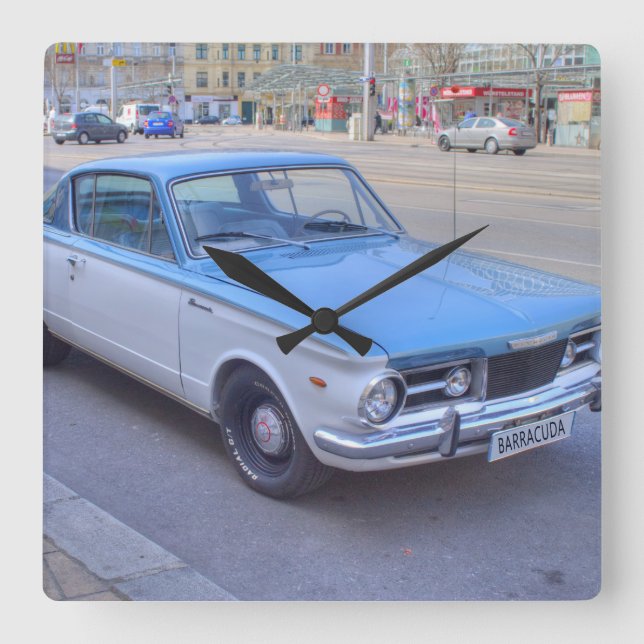 Plymouth Barracuda Quadratische Wanduhr (Vorderseite)