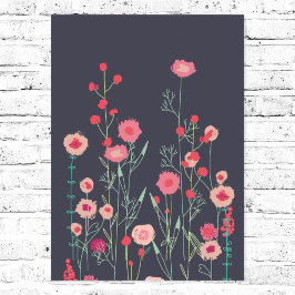 Plymouth Blume Dark Boho Floral Poster