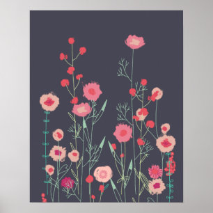 Plymouth Blume Dark Boho Floral Poster